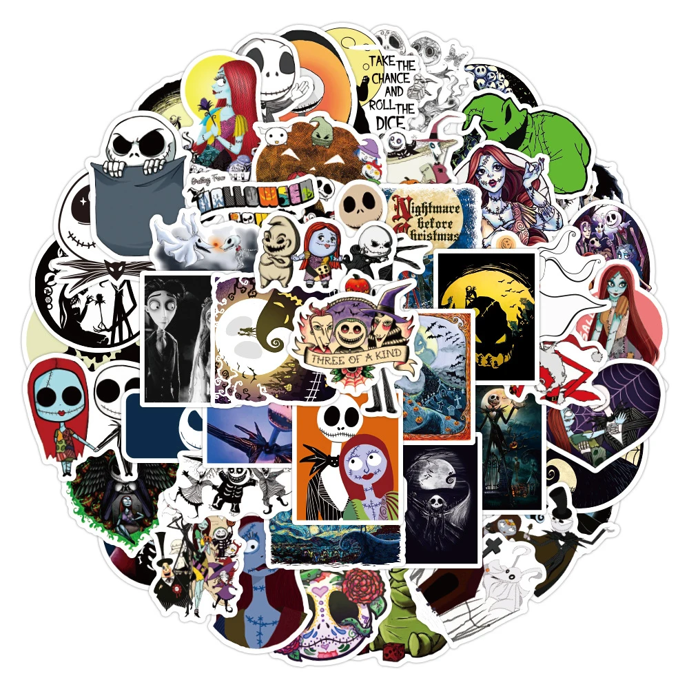 10/30/50pcs Disney Cartoon The Nightmare Before Christmas Stickers for Kids DIY Skateboard Laptop Phone Cute Sticker Decals Toy