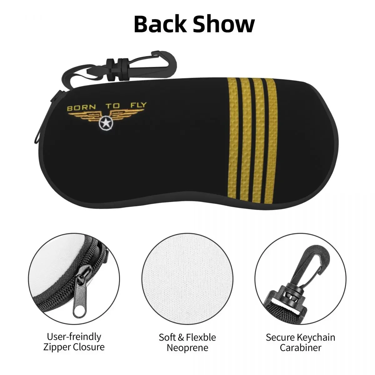 Custom Born To Fly Flight Pilot Sunglasses Case Neoprene Zipper Flying Aviation Aviator Shell Eyeglass Case Protective Box