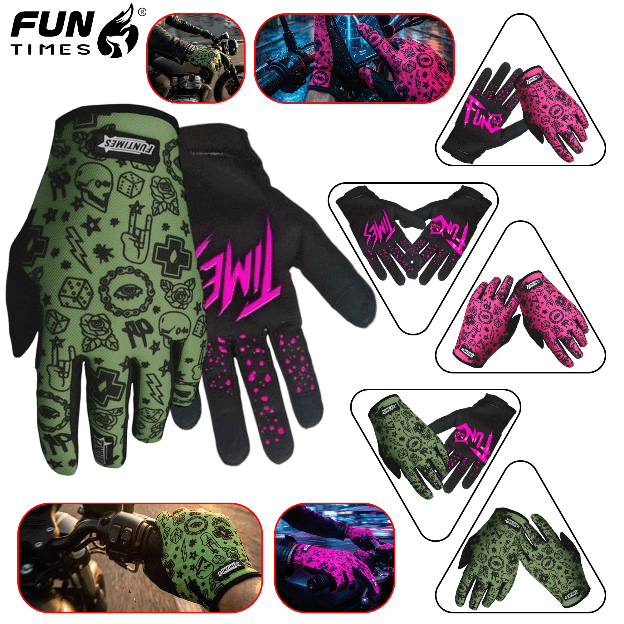 

2025 New Outdoor Cycling Gloves for Bicycles and Motorcycles, Full-Finger, Suitable for Spring, Summer, Autumn, and Winter, Runn