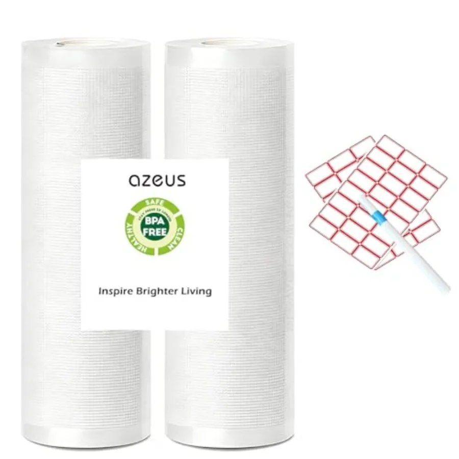 

Vacuum Sealer Bag Rolls with Labels and Marker 1 Rolls 11 inch wide and 49.2 Feet Long + 1 Rolls 7.8 inch wide and 49.2 Feet Lo