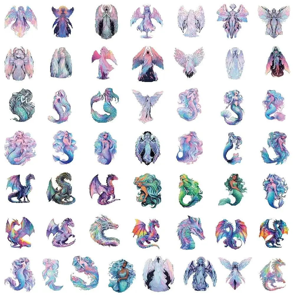 50PCS Neue Engel Meerjungfrau Aufkleber Doodle Cartoon Kreative Motorrad Wasser Tasse Auto Dekoration Wasserdicht