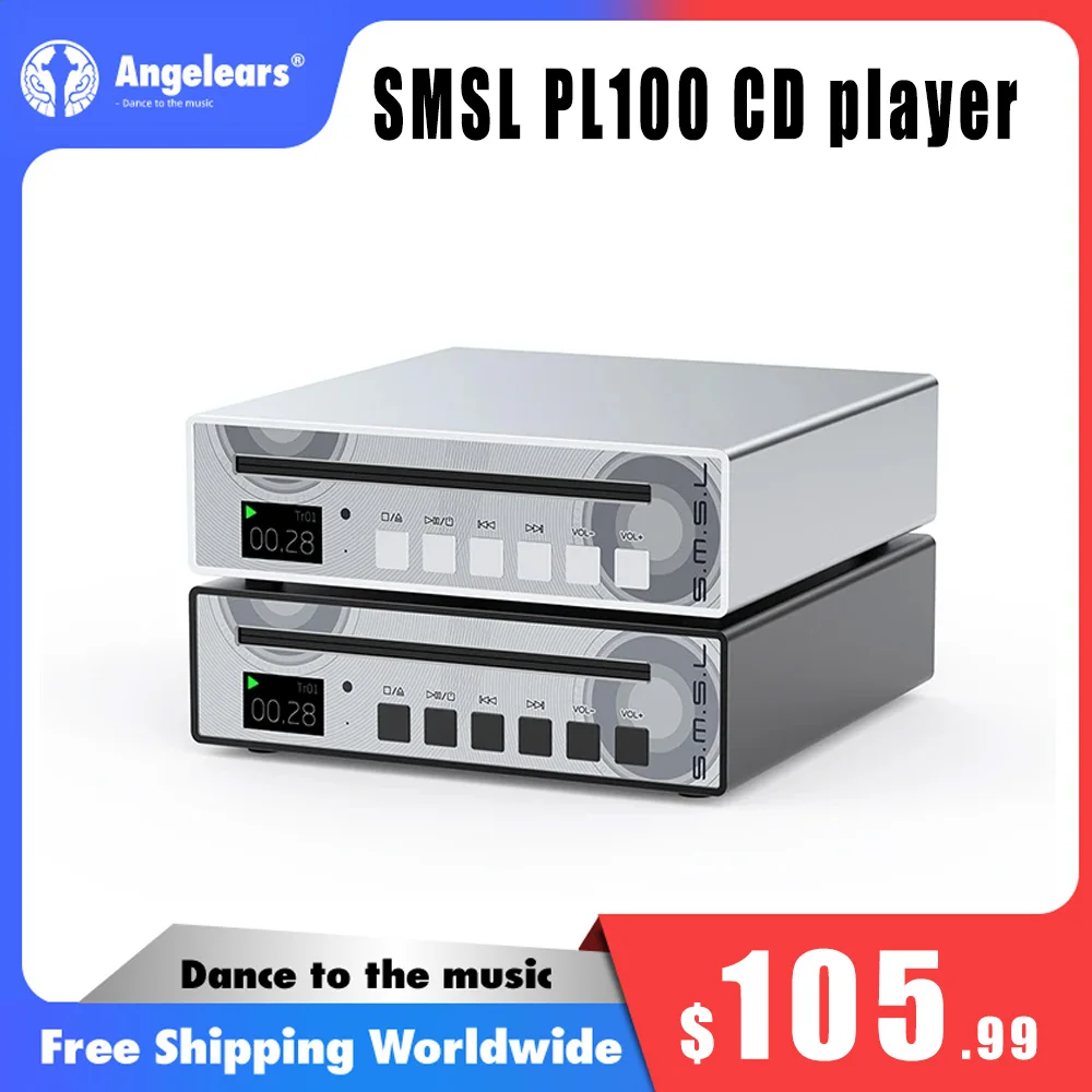 SMSL PL100 CD player CS43131 decoder optical coaxial 3.5mm headphone output with remote control