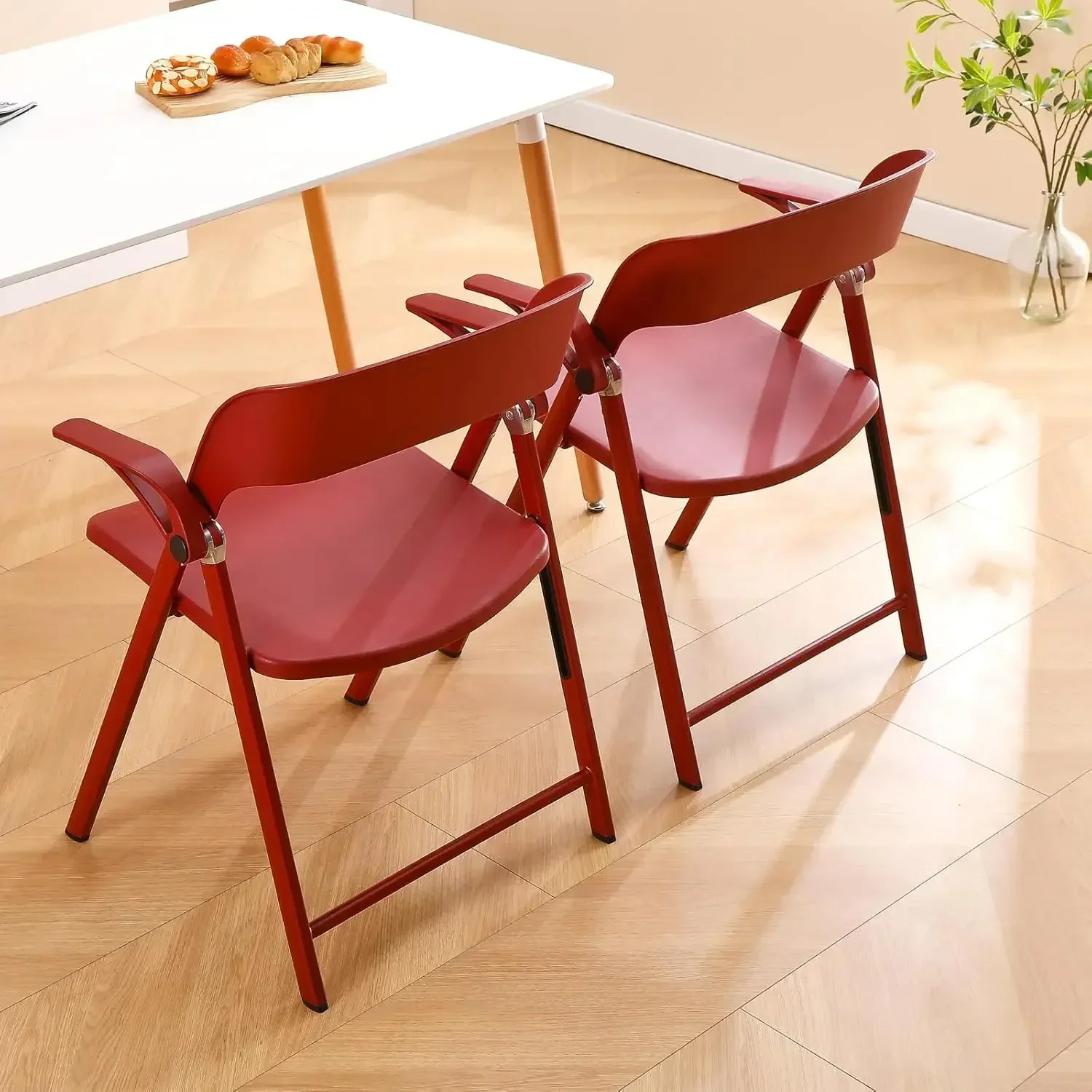

[Hot Deal, Limited Time Offer!]Collapsible Dining Chairs, Office Chair Adjustable Arms, Plastic Folding Chairs for Outside, Port