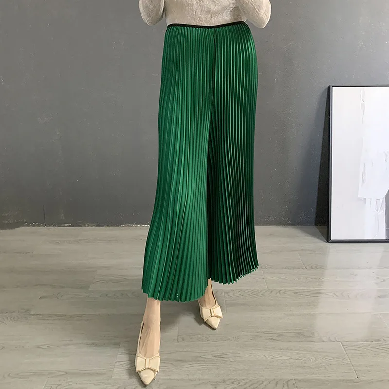 

Women's Pleated Wide Leg Pants Spring Summer Thin Accordion Straight Cut Casual Trousers High Waist Draping Loose Fit