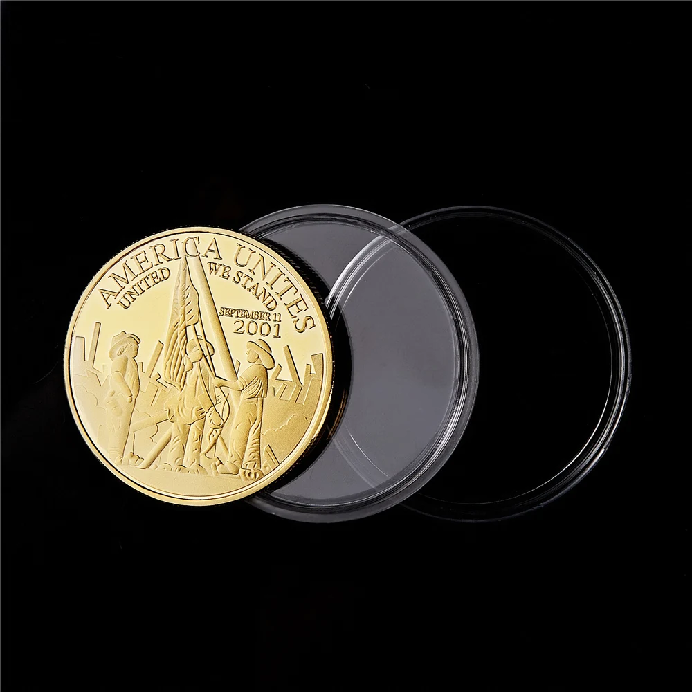 USA Freedom United We Stand 2001.9.11 Remember Attacks 1 World Trade Center Gold Recalling History Collectible Coin