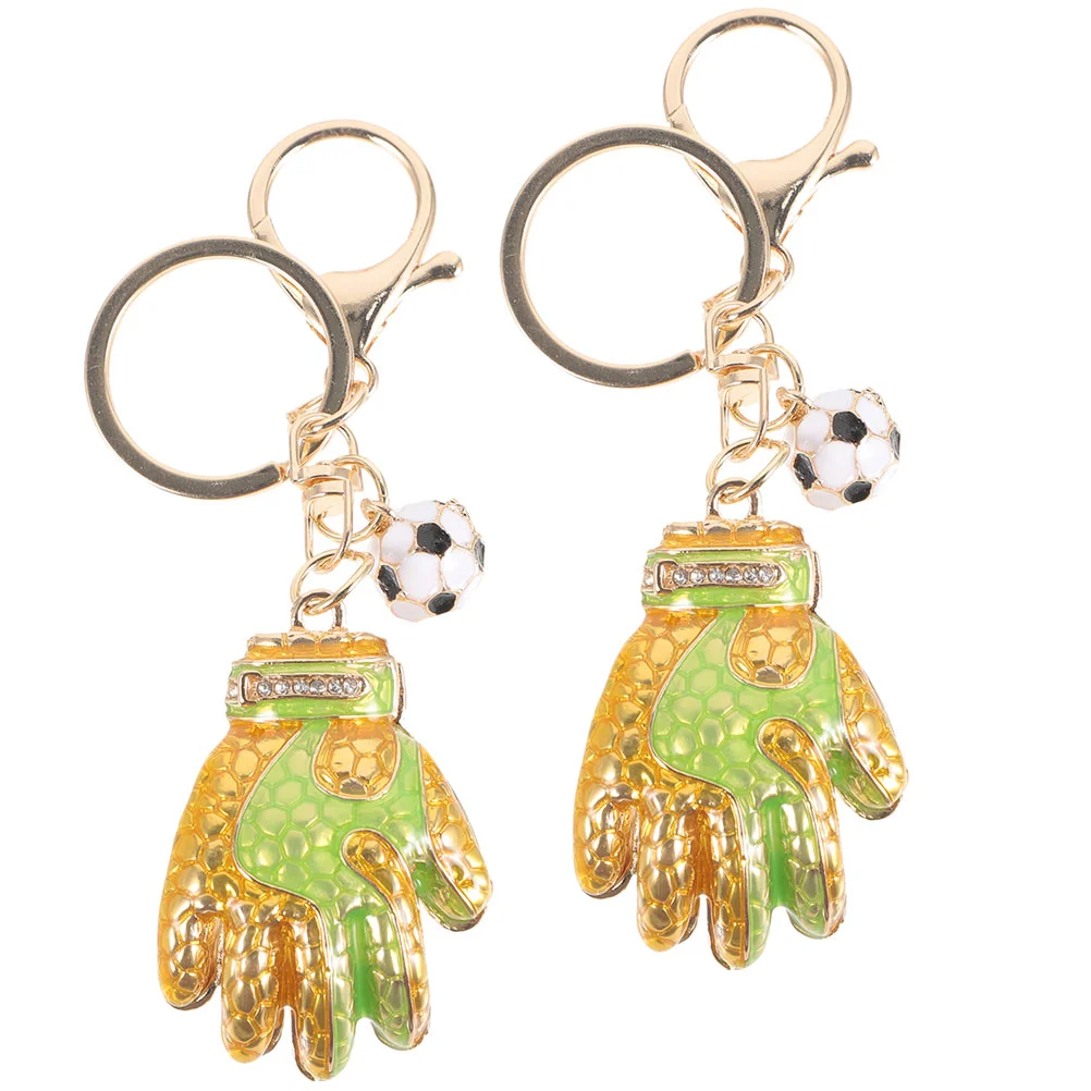 

2 Pcs Bag Hanging Luggage Football Goalkeeper Gloves Keychain Decorative Pendant