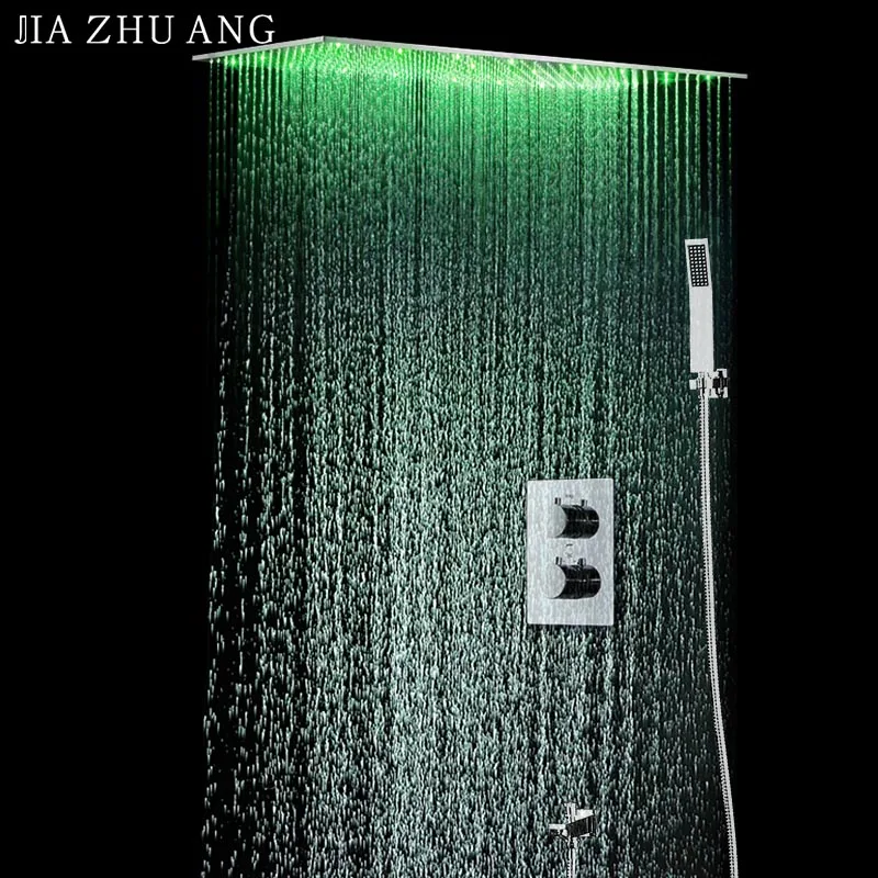 495*990MM stainless steel golden plated led color change ceiling light shower