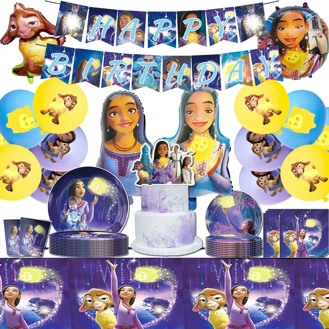 Película novedosa, conjunto decorativo para fiesta de cumpleaños, vajilla, pancarta, pastel, bandera colgante desechable, globos de deseos, decoración de cumpleaños