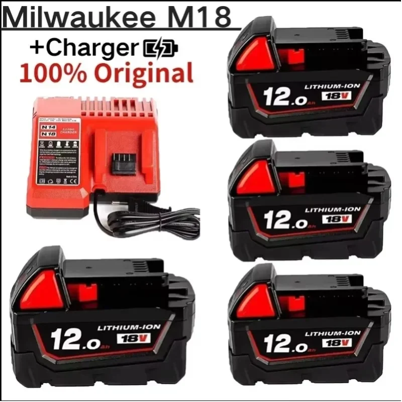 100 % für Milwaukee M18 18 V 12000 mAh 18650 Lithium-Ersatzakku für Milwaukee 48-11-1860 48-11-1850 48-11-1840 Werkzeugakku