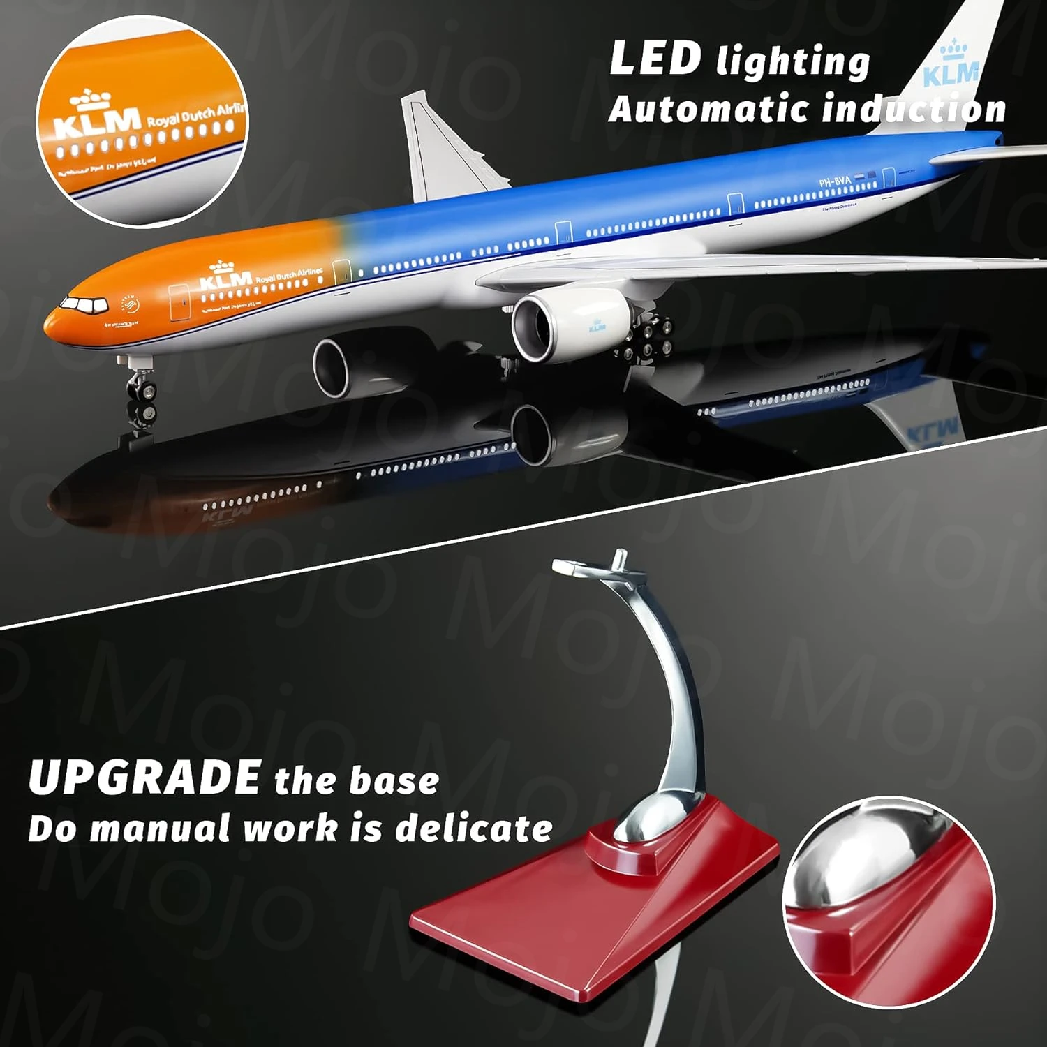 1:157 Scale 47cm Large 777 Model Airplane Holland KLM Boeing B777 Plane Models Diecast Airplanes with LED Light for Collection