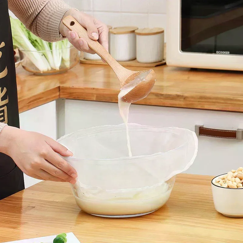 1Pc Soy Milk Filter Net Bag Nylon Liquid Filter Net Bag Milk Coffee Filter Net Bag Reusable Squeeze Mesh Kitchen Tool