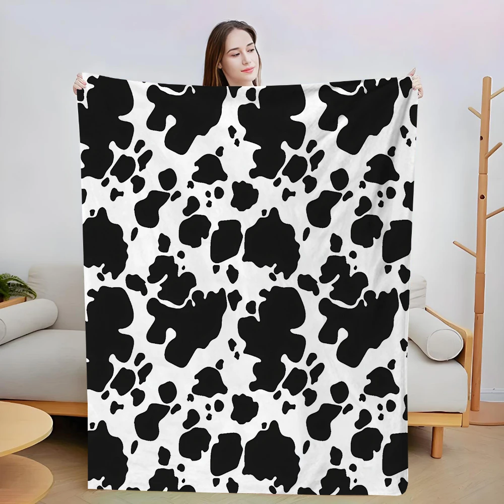 White Base Brown Cow Spot Throw Blanket,Dorm Office Nap Bedroom Rest Birthday Anniversary Soft Daily Keepsake
