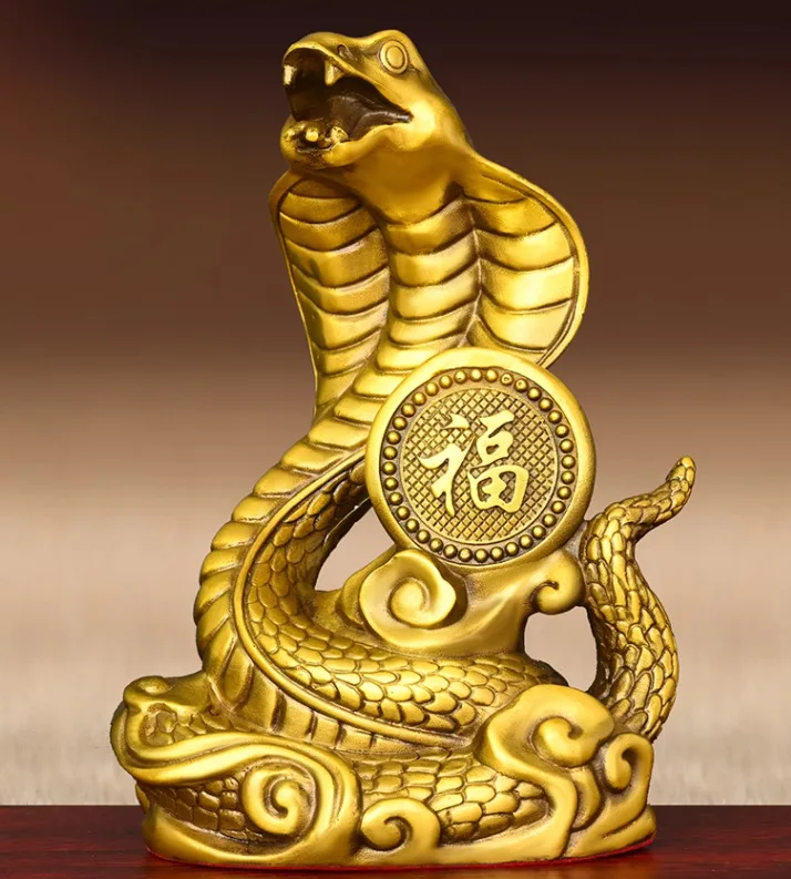 

Bronze Snake Chinese Zodiac Snake Ornament Fortune Character Golden Snake