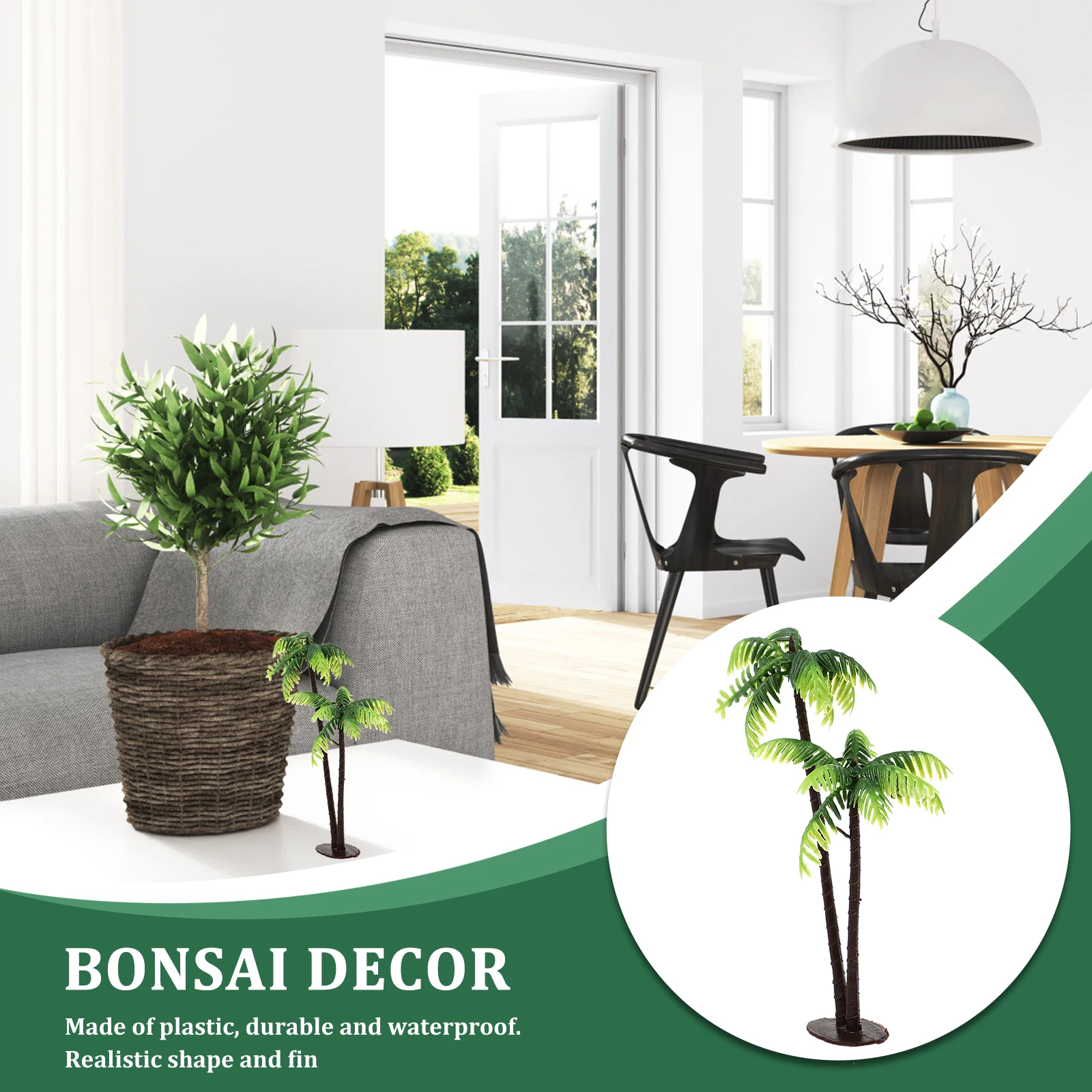 

5pcs Plastic Coconut Micro Landscape Bonsai Decor Miniature Palm Simulated Palm For Diy Terrariums Fairy Gardens Artificial