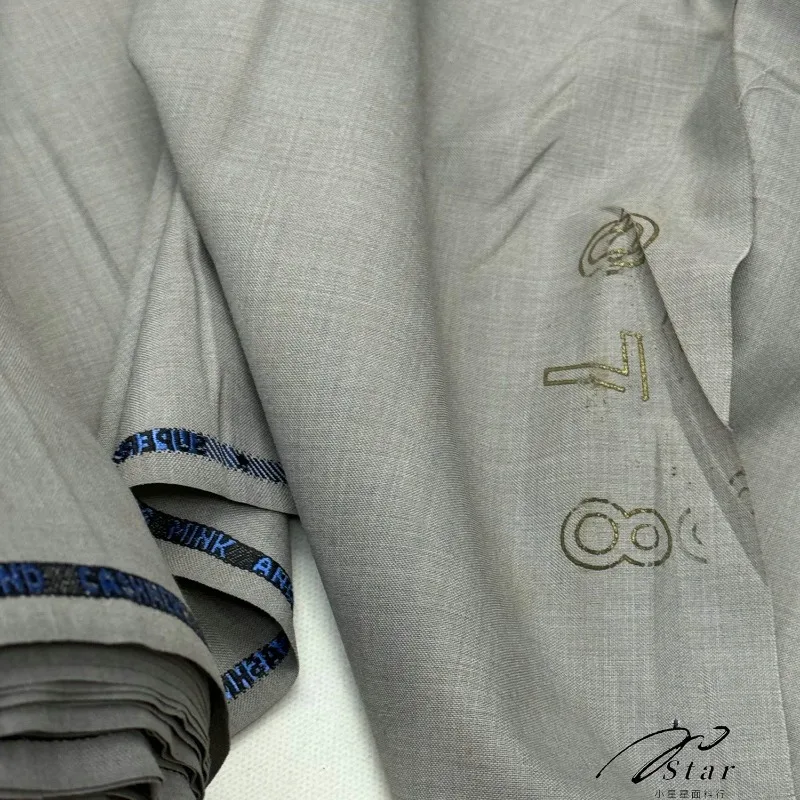 Beige 290g S100 Worsted 70% Wool 15% Cashmere 15% Polyester Blended Fabric Suit Pants Vest Tailored Fabric Per Meter