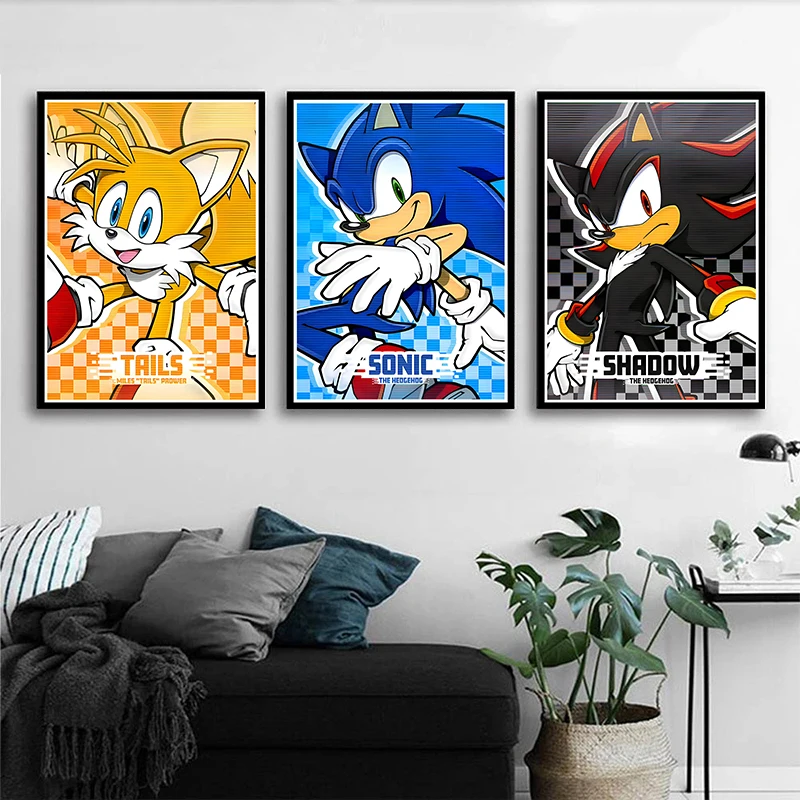 Classic Anime Poster S-Sonic Characters Poster Canvas Painting Prints Wall Art Modern Living Room Bedroom Club Home Decor Gifts