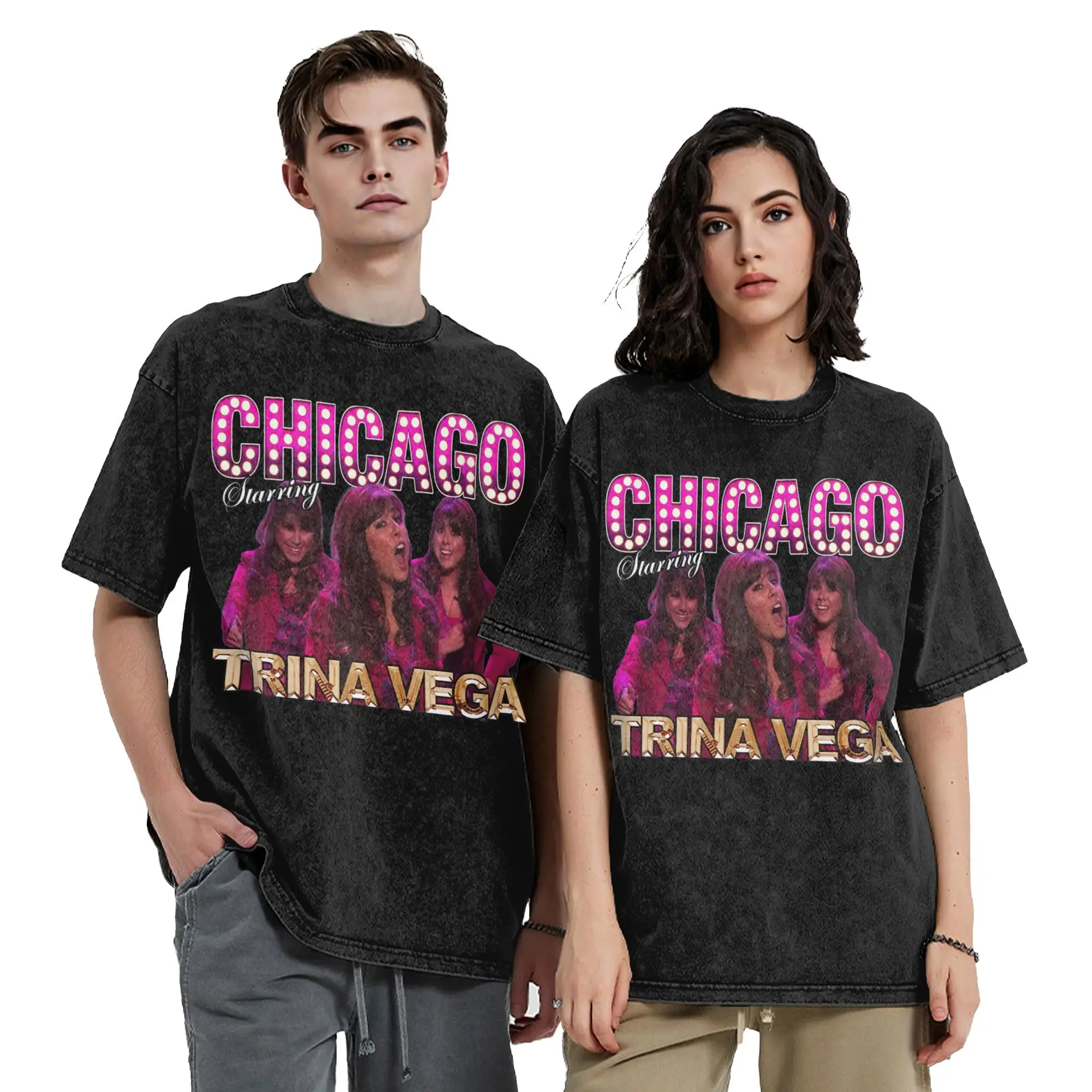 Washed T Shirt CHICAGOOOOOO Victorious Trina Vega Hip Hop Vintage T-Shirt Harajuku  Streetwear 100% Cotton Tops Tees Men Women