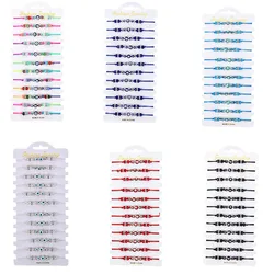 12Pcs/lot Multicolor Three Eyes Charms Beaded Braided Bracelet Set Women Child Adjustable Rope Wristband Bracelet Jewelry Gifts