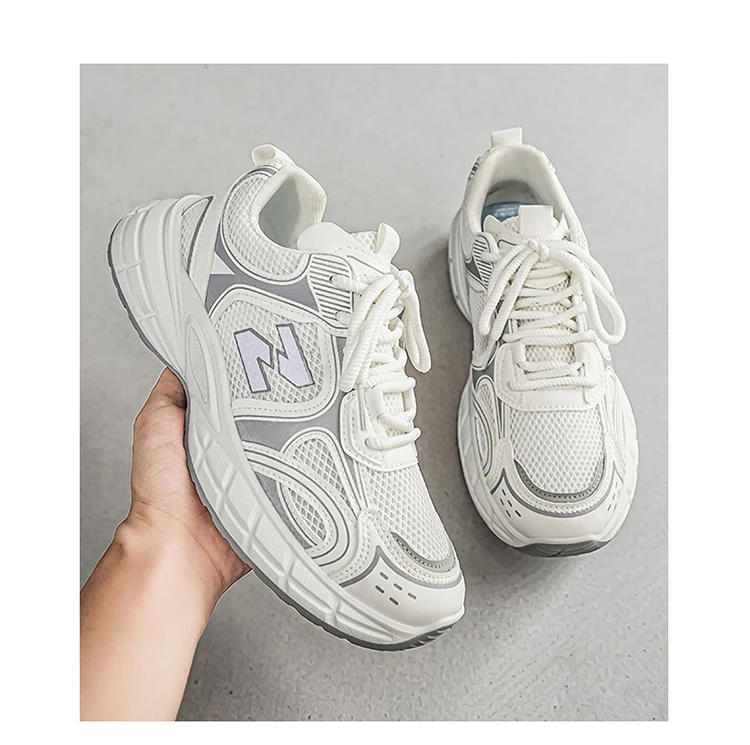 LOEIKAN Herren-Sneaker mit Patchwork-Mesh, lässige Turnschuhe mit klobiger, dicker Sohle, zum Schnüren, Dad-Schuhe, vielseitiges Schuhwerk für den täglichen Pendelverkehr – Detail 14