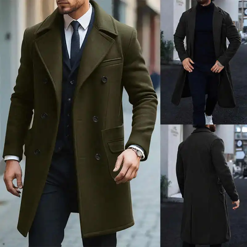 Manteau en laine britannique à double boutonnage pour hommes, vêtements d'extérieur d'affaires classiques, fête d'affaires, formel, trempé, personnalisé, hiver