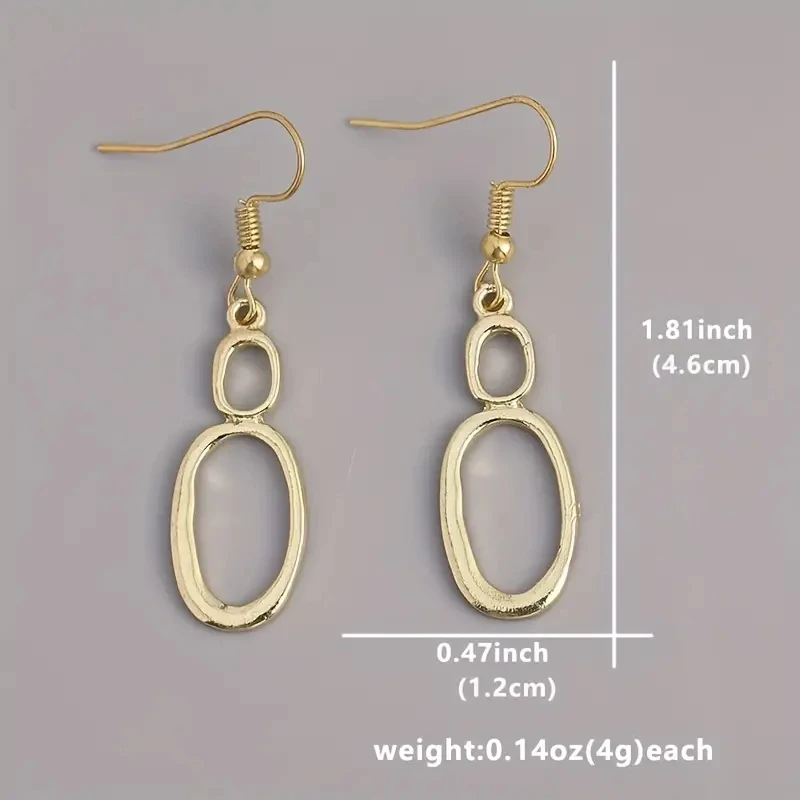 Attractive Earrings for Women Round Gold Color Hollow Metal Inlaid Dangle Earrings Jewelry Trendy Female Gift