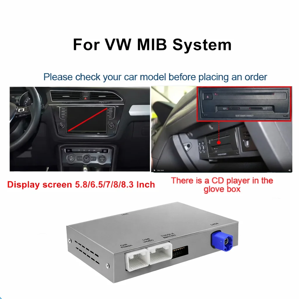 REEIIO Draadloze CarPlay Android Auto decoderbox voor VW Golf 7 GTI Passat B8 Tiguan Polo Jetta T-Roc Teramont T-Cross MIB systeem