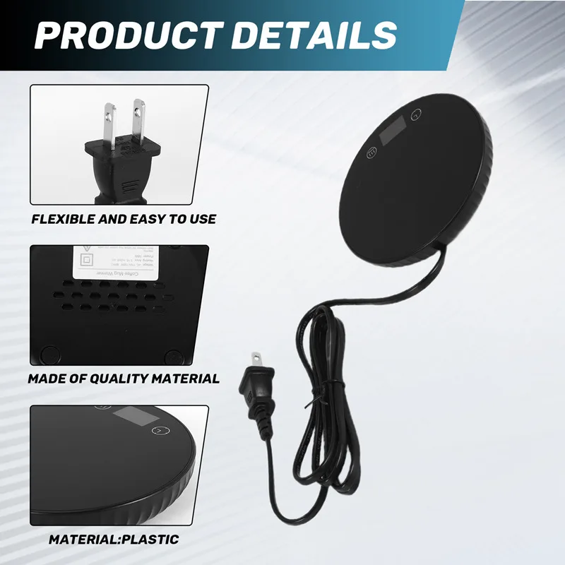 Scaldacandele/scaldatè per caffè, candela con timer 8 ore con spegnimento automatico 1-12 ore, 2 impostazioni di temperatura 122/140 ℉   Spina americana nera