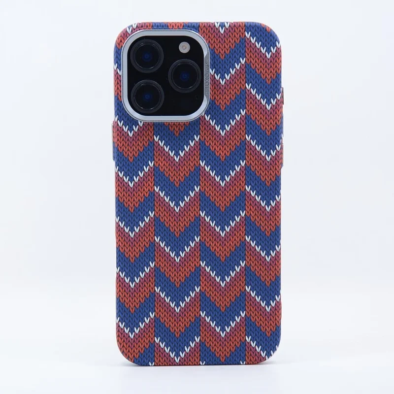 For iPhone 14 15 16 Pro Max Magnetic Wireless Charge For Magsafe Case Bohemia Patterned woven Hard pc Metal Back Case Slim Cover