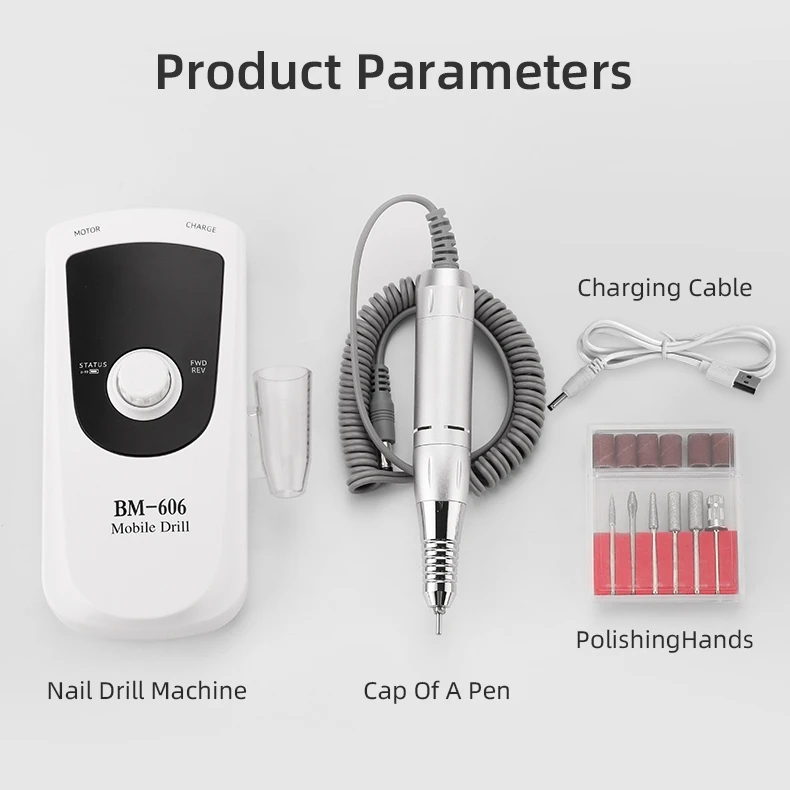 Elektrische Nagelbohrmaschine mit 45000 U/min, geräuscharme, wiederaufladbare Nagelgel-Poliermaschine, geeignet für Nagelkunst-Salonwerkzeuge