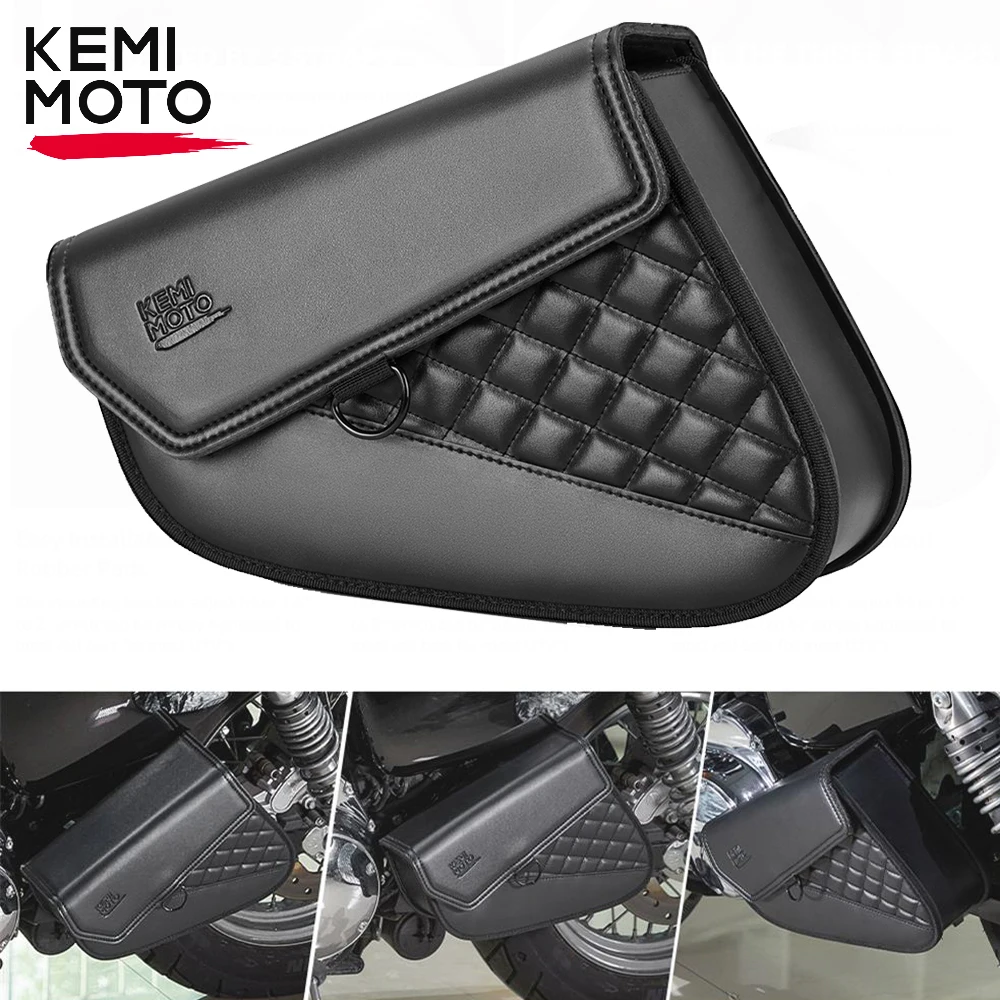 

Kemimoto Swingarm Bag Side Tool Bags Swing Arm Bag Waterproof Synthetic Leather for Sportster Street 750 For Honda Rebel 300 500