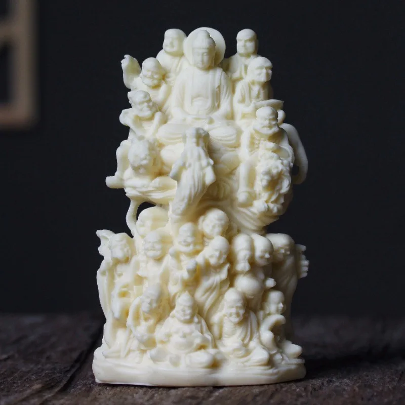 Ivory Nut Carved the Eighteen Disciples of the Buddha16*10*7cmHome for Office and Car Crafts Crafts Ornaments