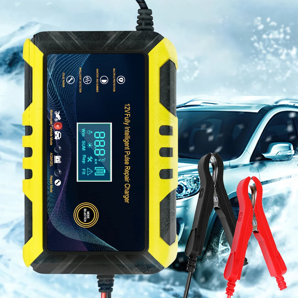 Intelligent Pulse Repair Charger Full Automatic Motorcycle Battery Charging Digital Battery Charger for AGM EFB MF Wet Batteries