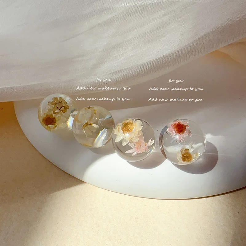 Age Filter Chinese Dried Flower Epoxy Earrings Daily Work Travel Versatile Series Treasure Single Product Earrings