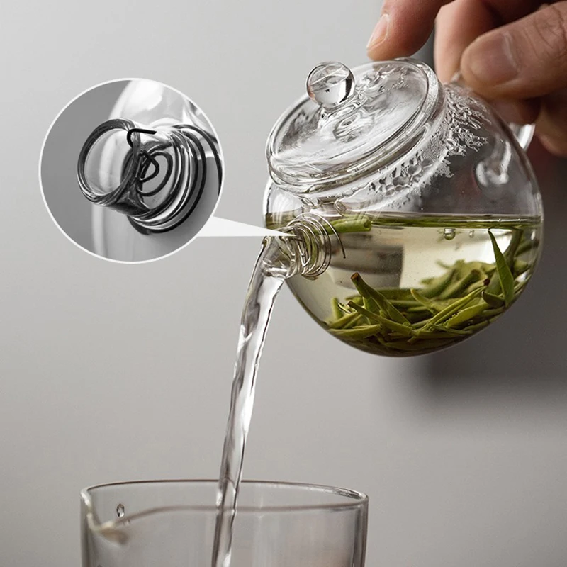 Nuevo tetera de vidrio transparente mini de 150 ml/5 oz, de borosilicato, para bebidas calientes, para una persona, para té Kung Fu, para el hogar, la oficina o el café.