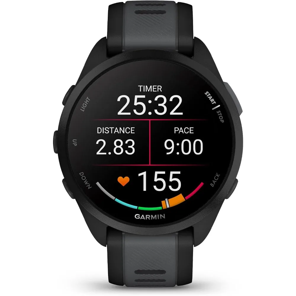 Running Smartwatch, Colorful AMOLED Display, Training Metrics and Recovery Insights, Black