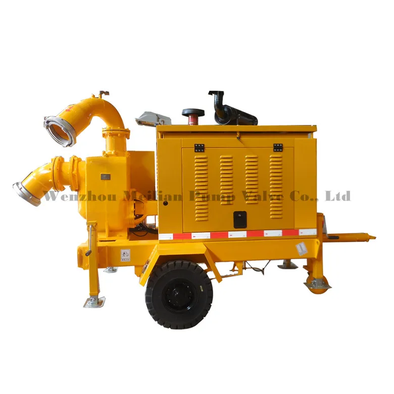 8 Inch Self-priming Engine Trash Water Centrifugal Pump with Wheels Trailer for Irrigation Flood Control Drainage