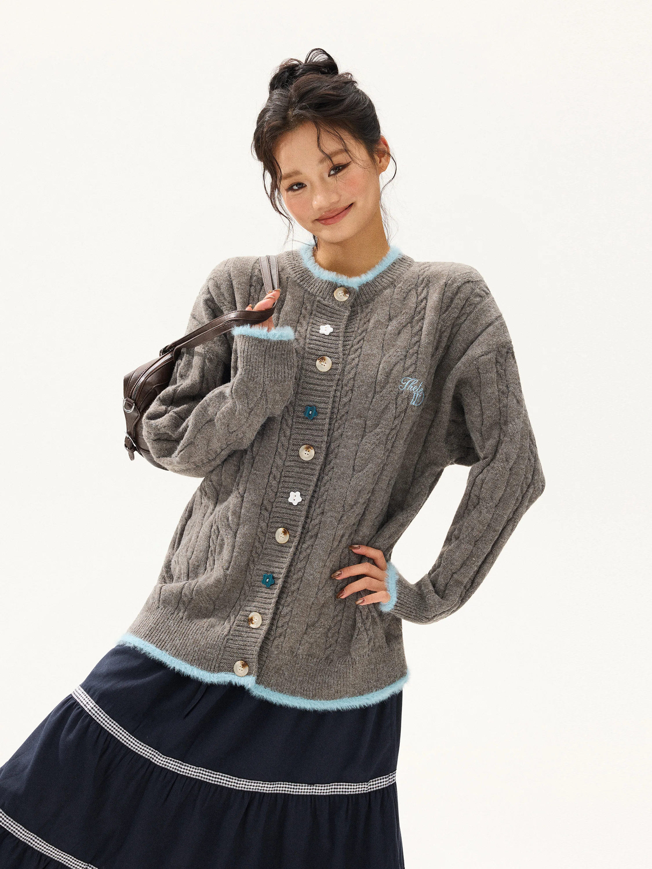 

Американский мягкий вязаный кардиган свободного кроя для женщин, теплый свитер с узором «косичка», весна-осень-зима