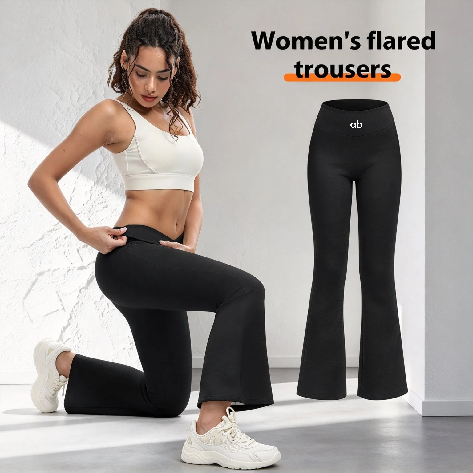 Women High Waist Flare Leggings Tummy Control Butt Lifting Stretch Yoga Pants Fitness Outdoor Casual Commute Trousers
