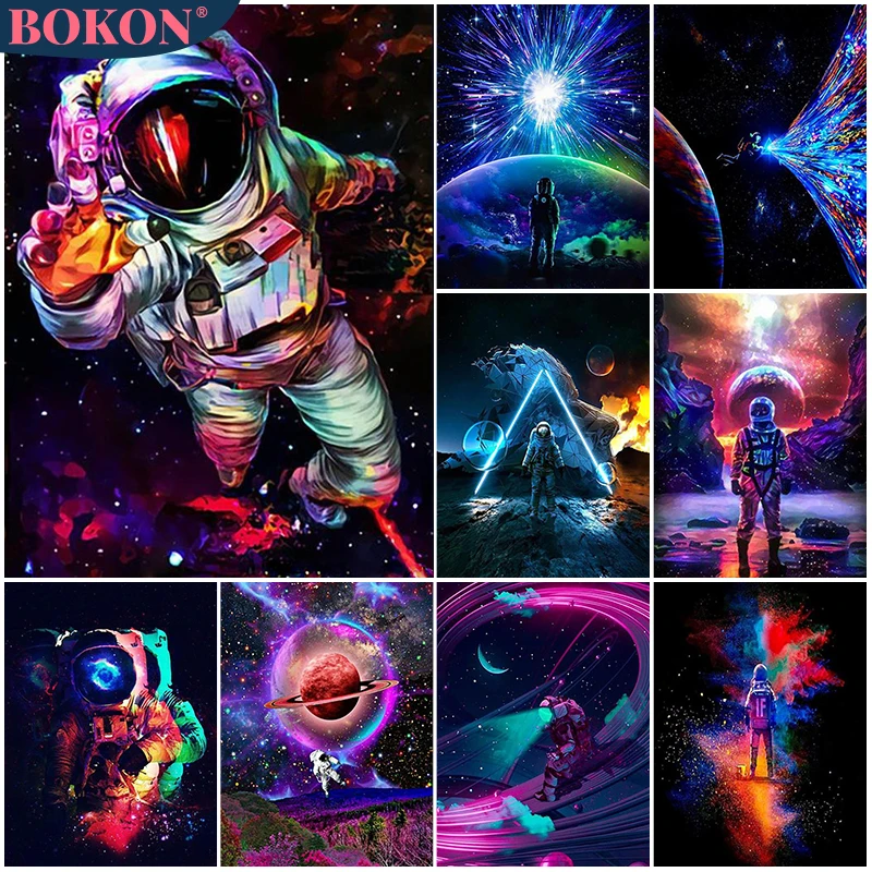 

5D Diamond Art Painting Colorful Outer Space Diamond Embroidery Colorful Astronaut DIY Diamond Mosaic Home Art Decoration Mural