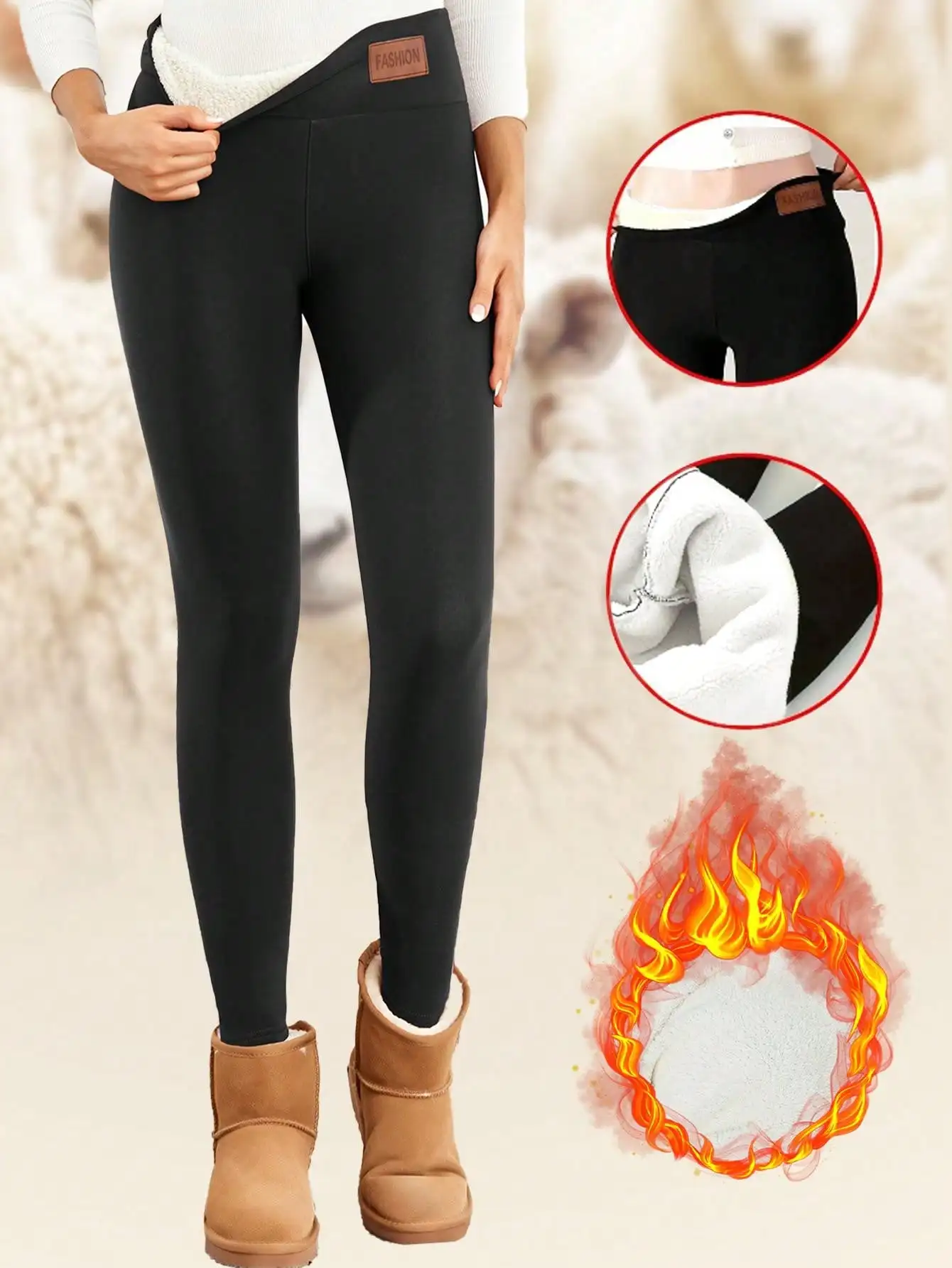 Fleece Lined Leggings for Women Thick Winter Warm Thermal High Waisted Tummy Control Workout Yoga Pants