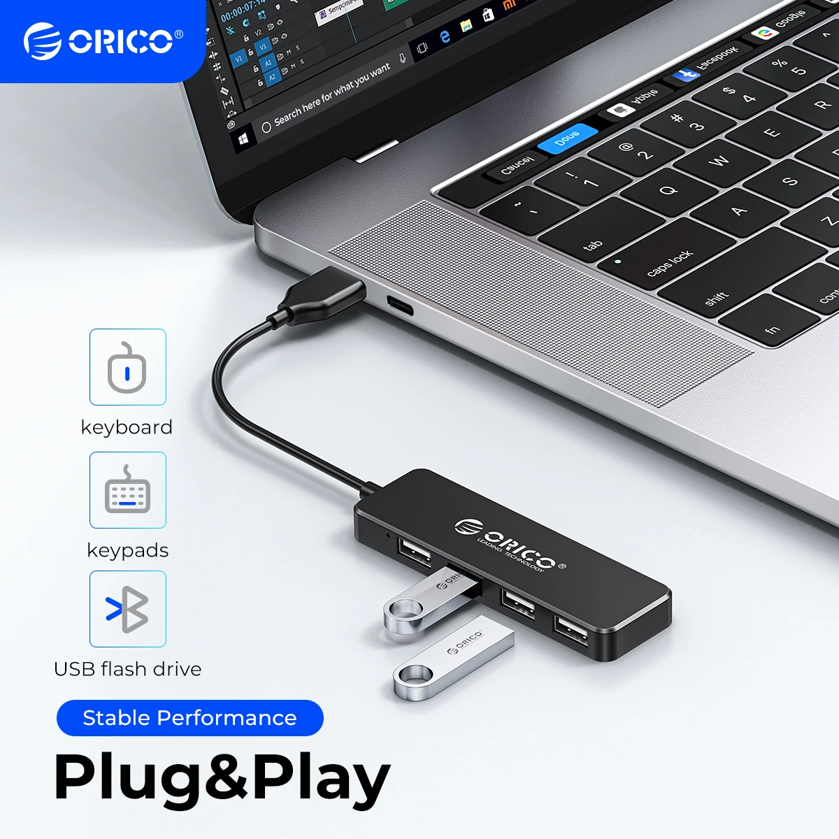 ORICO Mini USB HUB Multi 4 Port High Speed USB2.0 Splitter Portable OTG Adapter  For iMac Computer Laptop Tablet Accessories