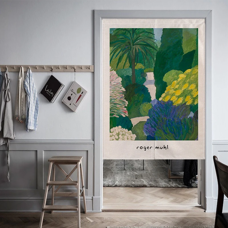 VIKAMA Impressionist Landscape Noren Door Curtain, 6 Designs, Doorway Decor for Bedroom Living Room Kitchen