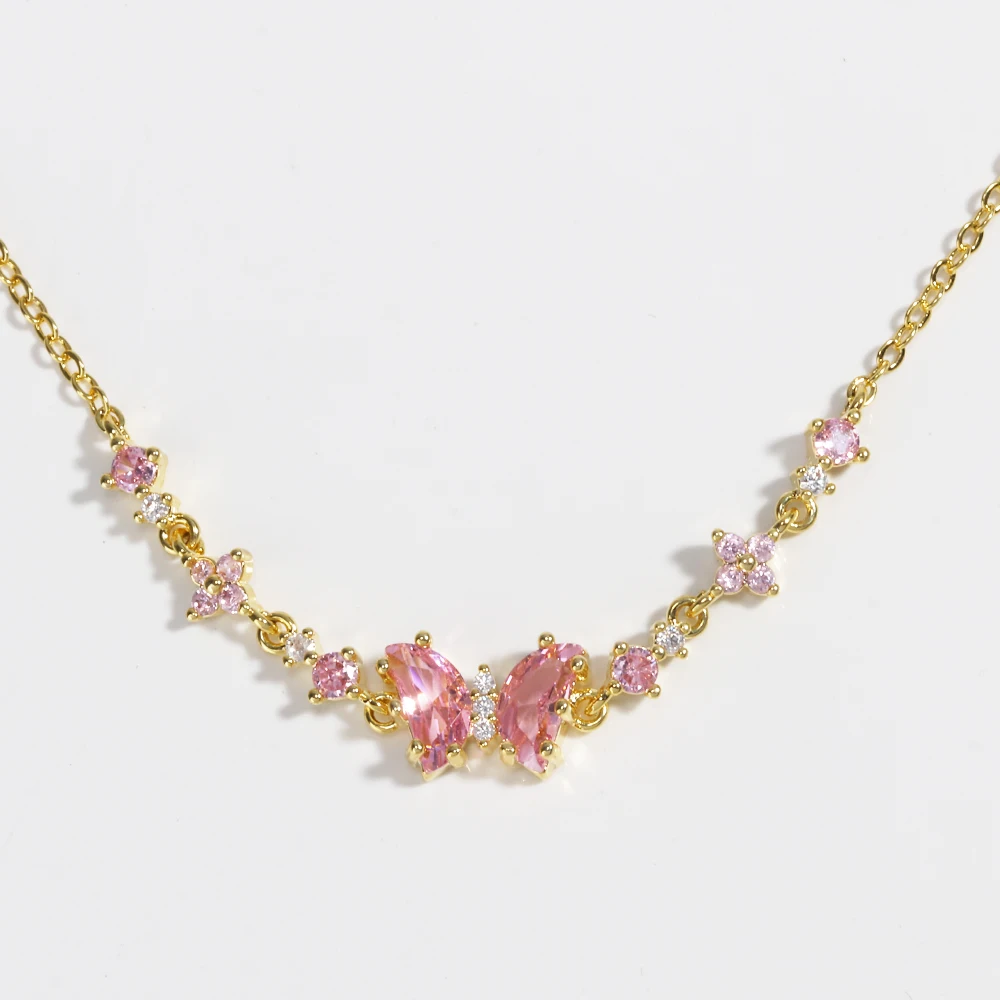 Pink Bowknot Bracelet for Women, Waterproof Gold Plated Chain Bracelets, Silver Color Bow Tie Charm Unique Jewelry
