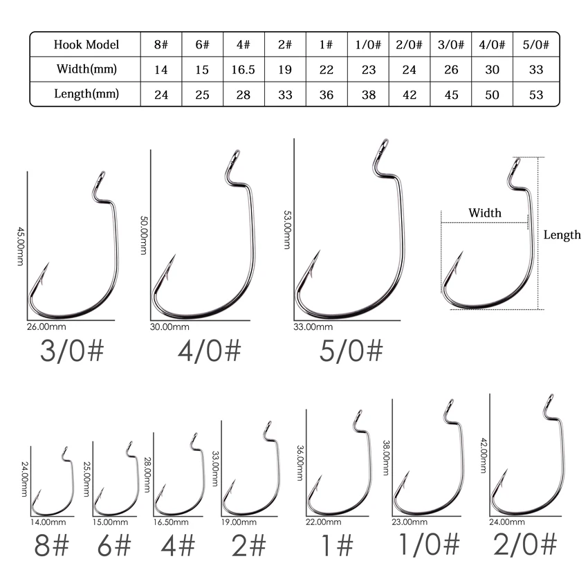 10pc/ Box Fishing Hook Set Wide Crank Hook Offset Fishhook for Soft Worm Lure Fish Barbed Hook carp Fishing Hooks Tackle