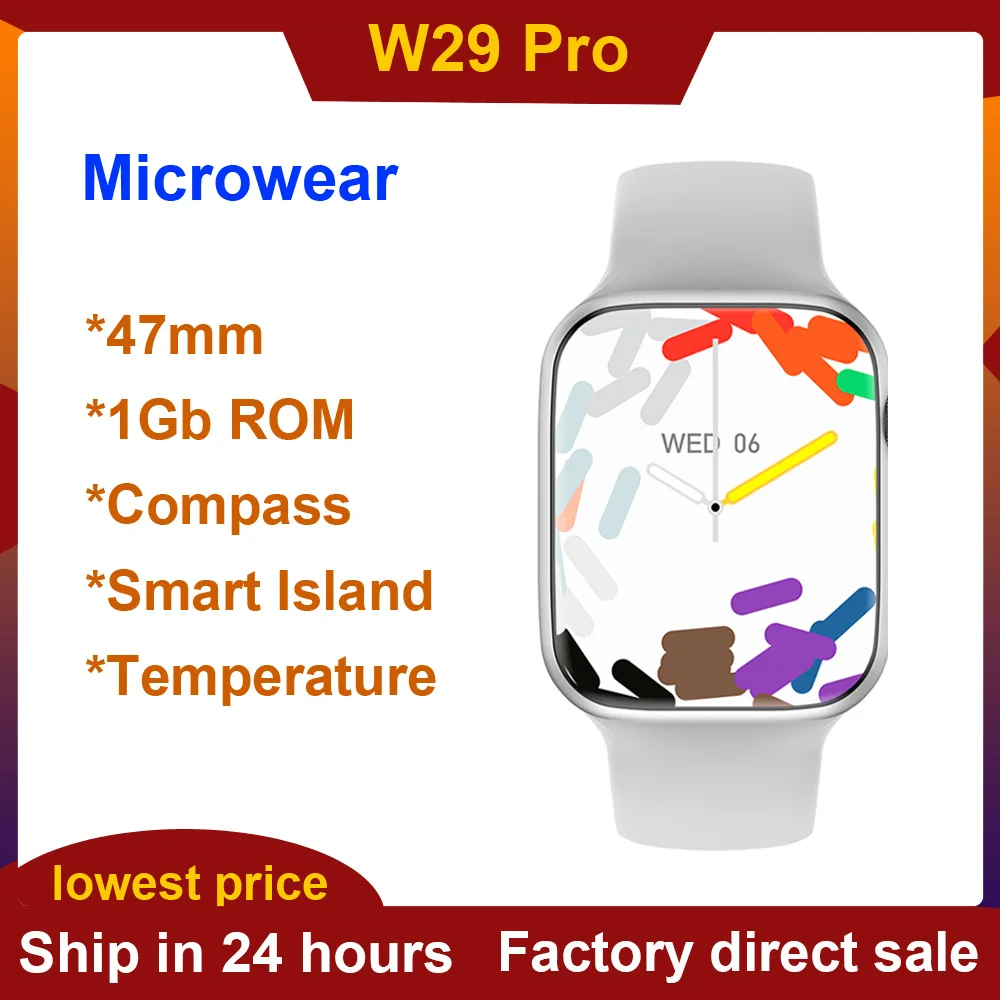 Смарт-часы Microwear W29 Pro мужские серии 9 с динамическим компасом и измерением температуры