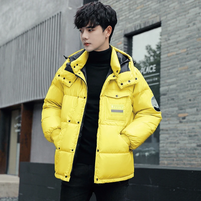 Elena Store Men's Coat Winter Korean Edition Trend Thickened Hooded Down Jacket Wear High-Quality Casual Waterproof Jacket