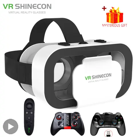 Shinecon 3D VR 안경 가상 현실 Viar 고글 헤드셋 장치 휴대 전화 용 스마트 헬멧 렌즈 모바일 스마트 폰 뷰어