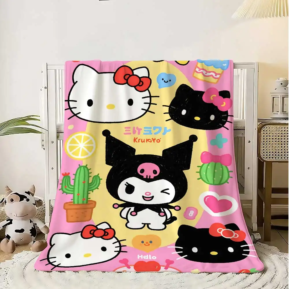 Fluffy Soft Blankets for Bed Kawaii Kuromis Kitty Plush Blanket School Bedroom Decoration Home Bedspread the Sofa Throw Winter