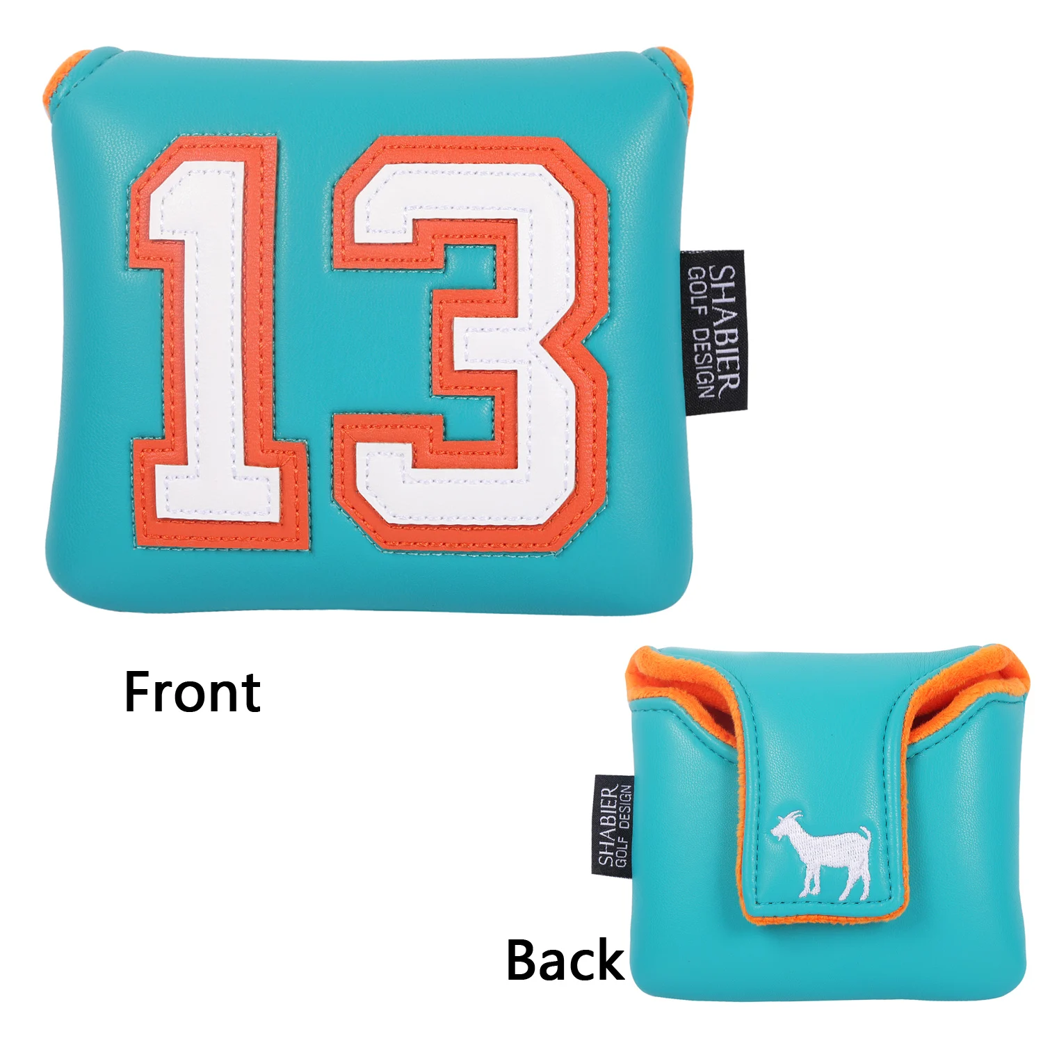 Premium PU Leather Sports Jersey Style Applique Number Embroidery Golf Club Headcover Square Large Mallet Putter Cover