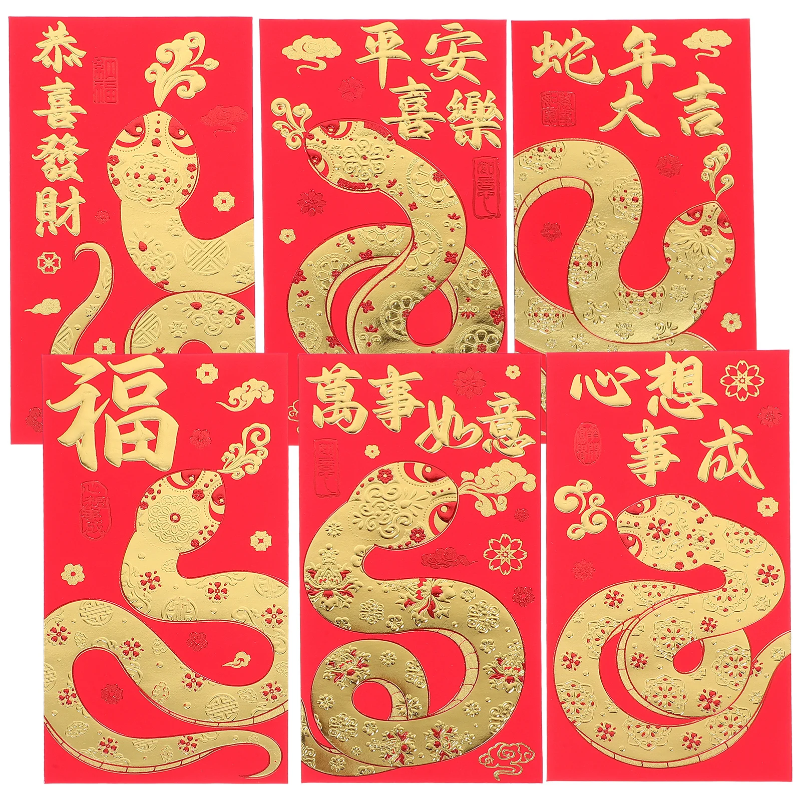 36Pcs Chinese New Year Red Envelopes Good Wish Luck Prosperity Health Happiness Traditional Style Decorative Red Packets Spring